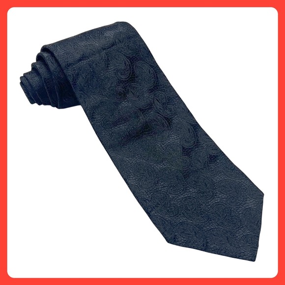 Ermenegildo Zegna Silk Jacquard Tie Men's Black Paisley 3.5